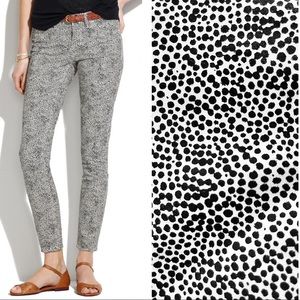 MADEWELL Safari Dot Skinny Skinny Ankle jeans black white size 25 like new